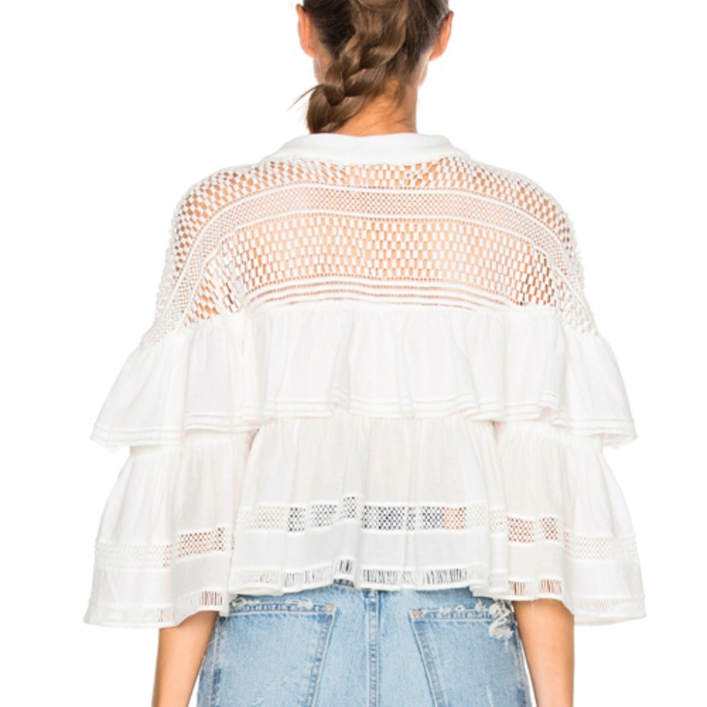 SOLD  New York Baja Lace Ruffled Gypsy Boho Top 2 - Picture 2 of 8